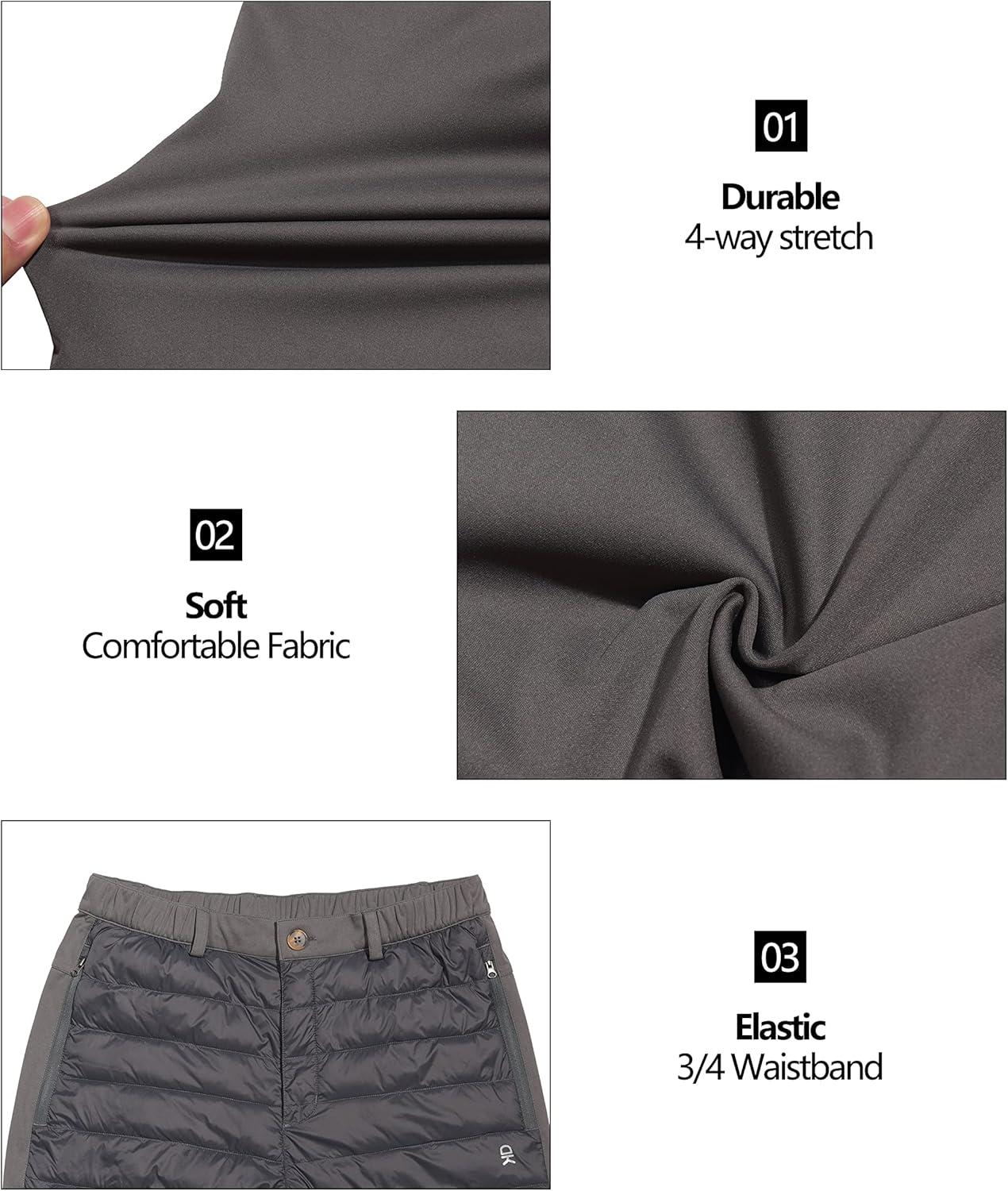 imageLittle Donkey Andy Mens Puffer Pants Warm Fleece Lined Quilted Insulation Snow Ski PantsGrey