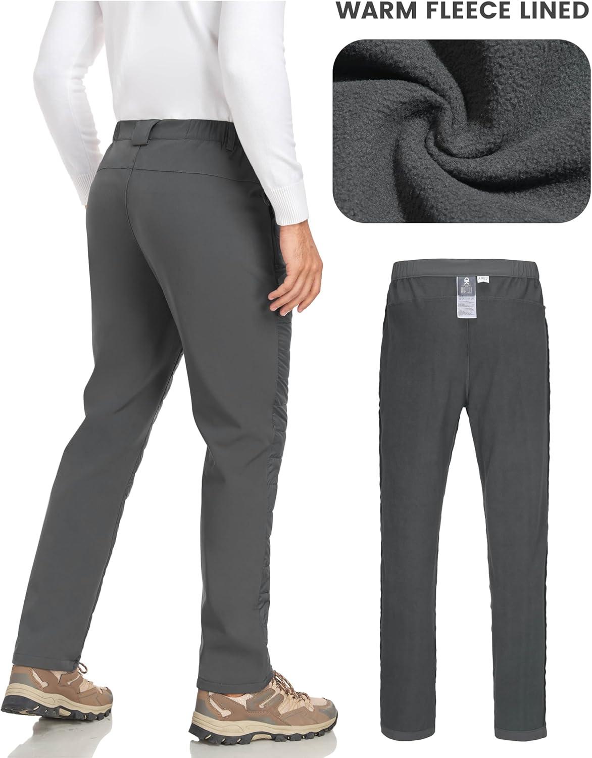imageLittle Donkey Andy Mens Puffer Pants Warm Fleece Lined Quilted Insulation Snow Ski PantsGreyfleece Lined