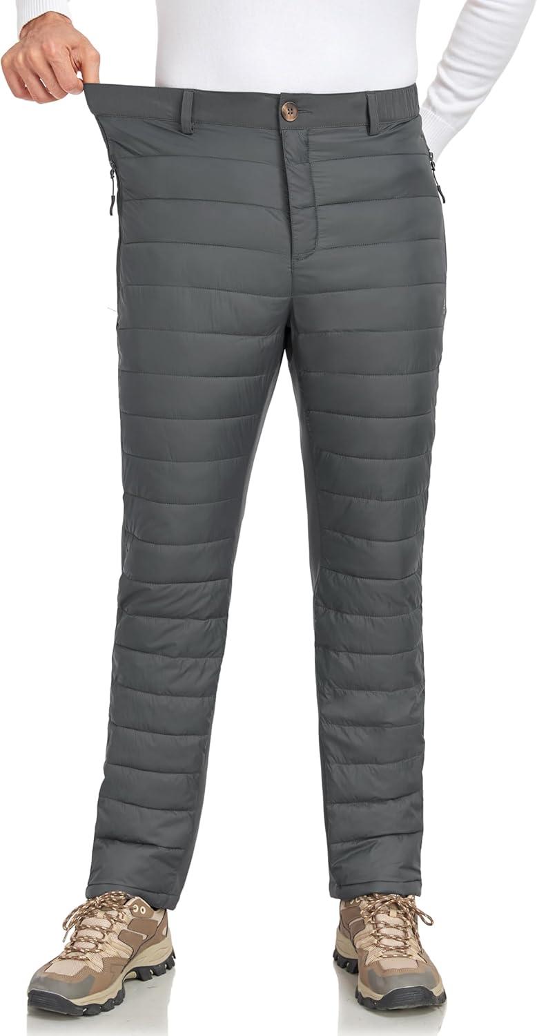 imageLittle Donkey Andy Mens Puffer Pants Warm Fleece Lined Quilted Insulation Snow Ski PantsGreyfleece Lined