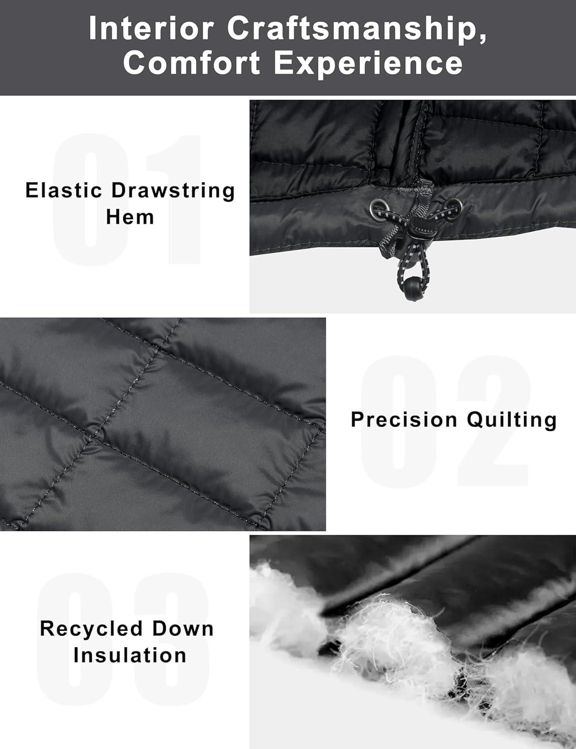 imageLittle Donkey Andy Mens Puffer Vest Lightweight Warm Sleeveless Jacket for Hiking Travel GolfBlackGray
