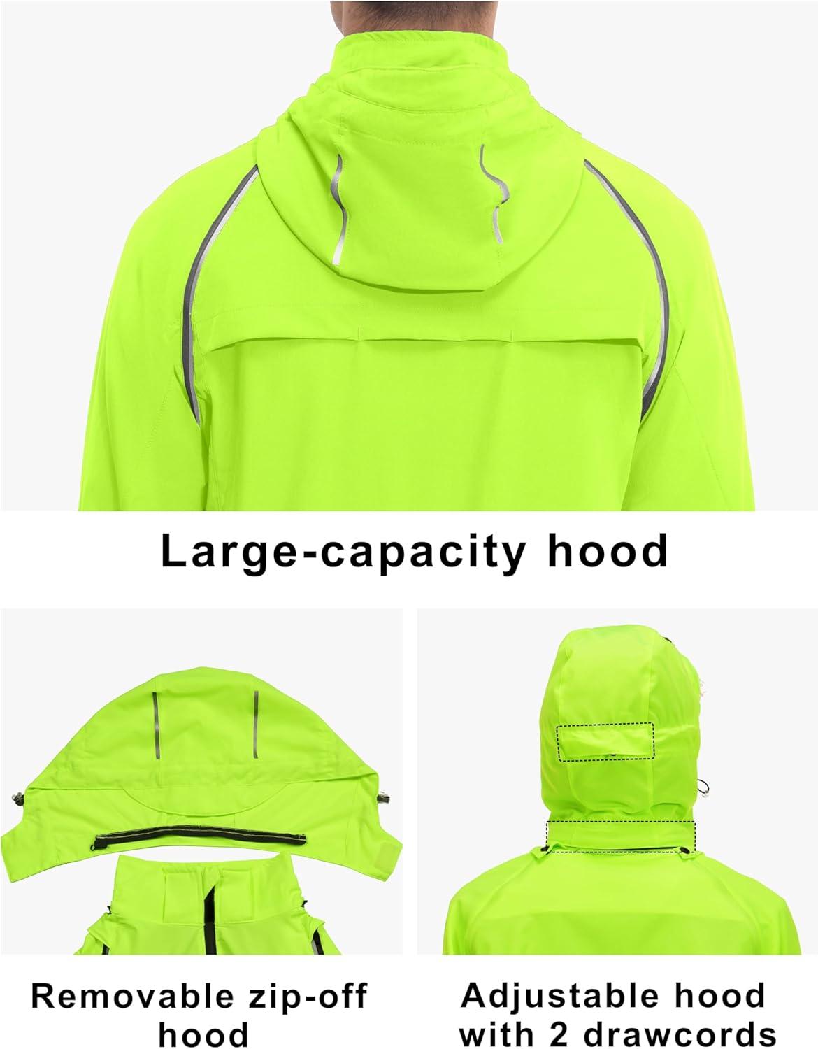 imageLittle Donkey Andy Mens Quickdry Running Jacket Convertible UPF 50 Cycling Jacket Windbreaker with Removable SleevesDetachable Hoodfluorescent Yellow