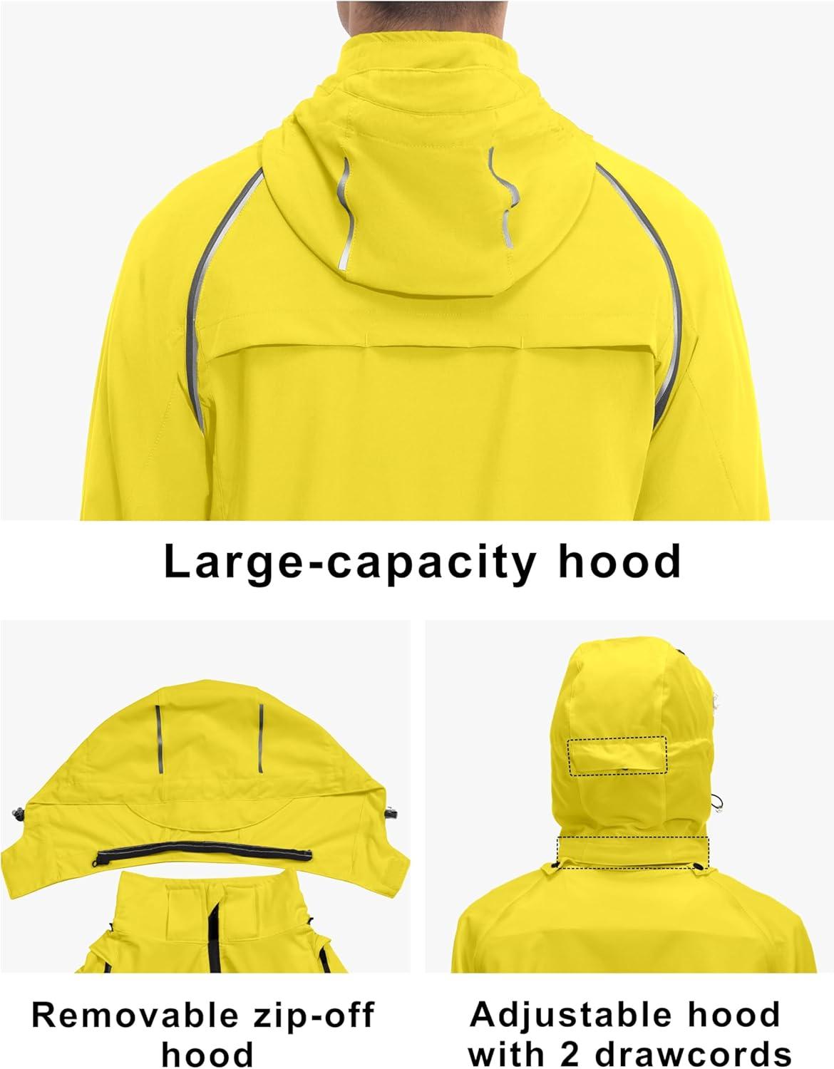 imageLittle Donkey Andy Mens Quickdry Running Jacket Convertible UPF 50 Cycling Jacket Windbreaker with Removable SleevesDetachable Hoodyellow