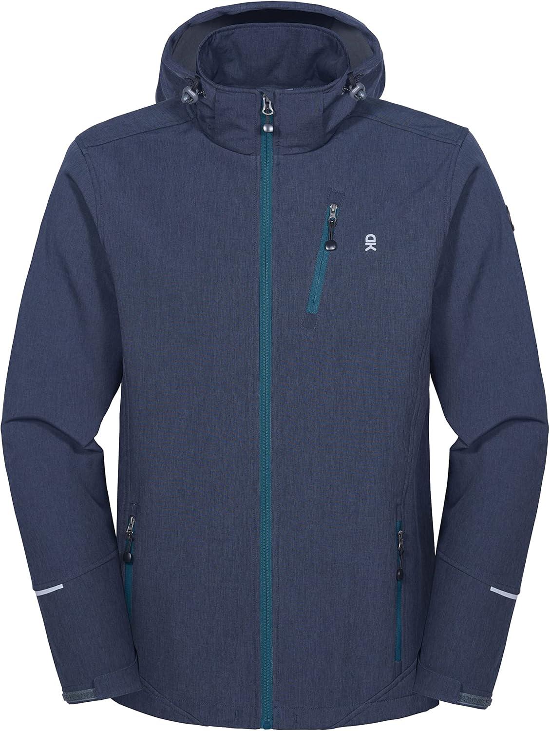 imageLittle Donkey Andy Mens Softshell Jacket Ski Jacket with Removable Hood Fleece LinedBlue Heather