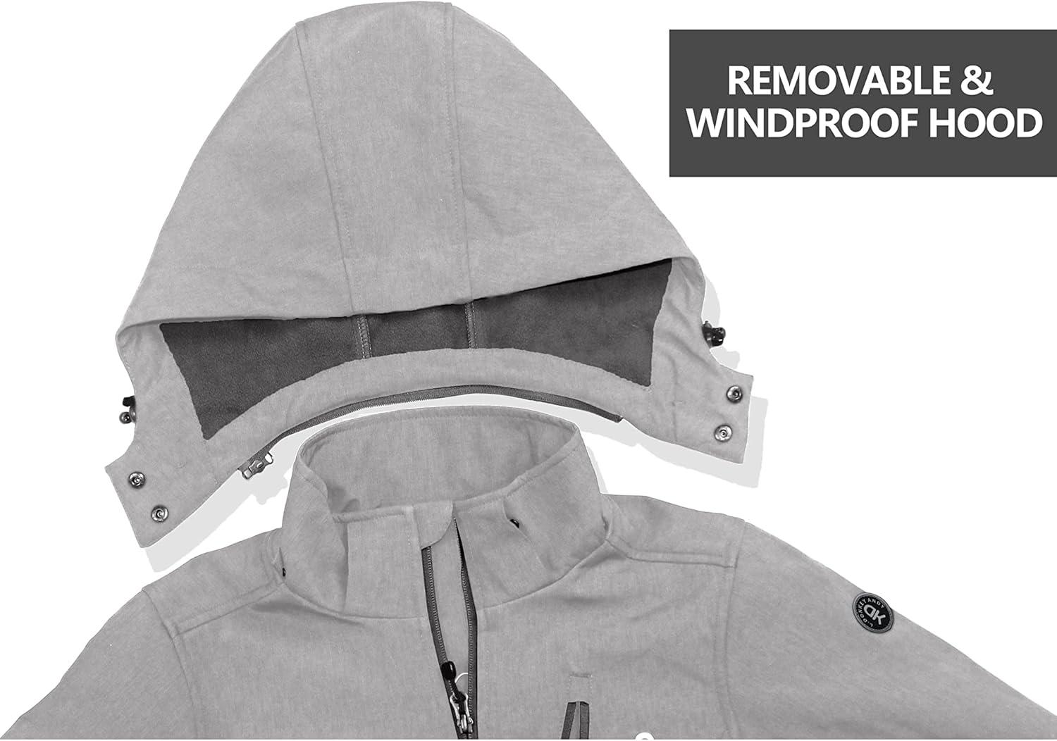 imageLittle Donkey Andy Mens Softshell Jacket Ski Jacket with Removable Hood Fleece LinedChateau Gray Heather
