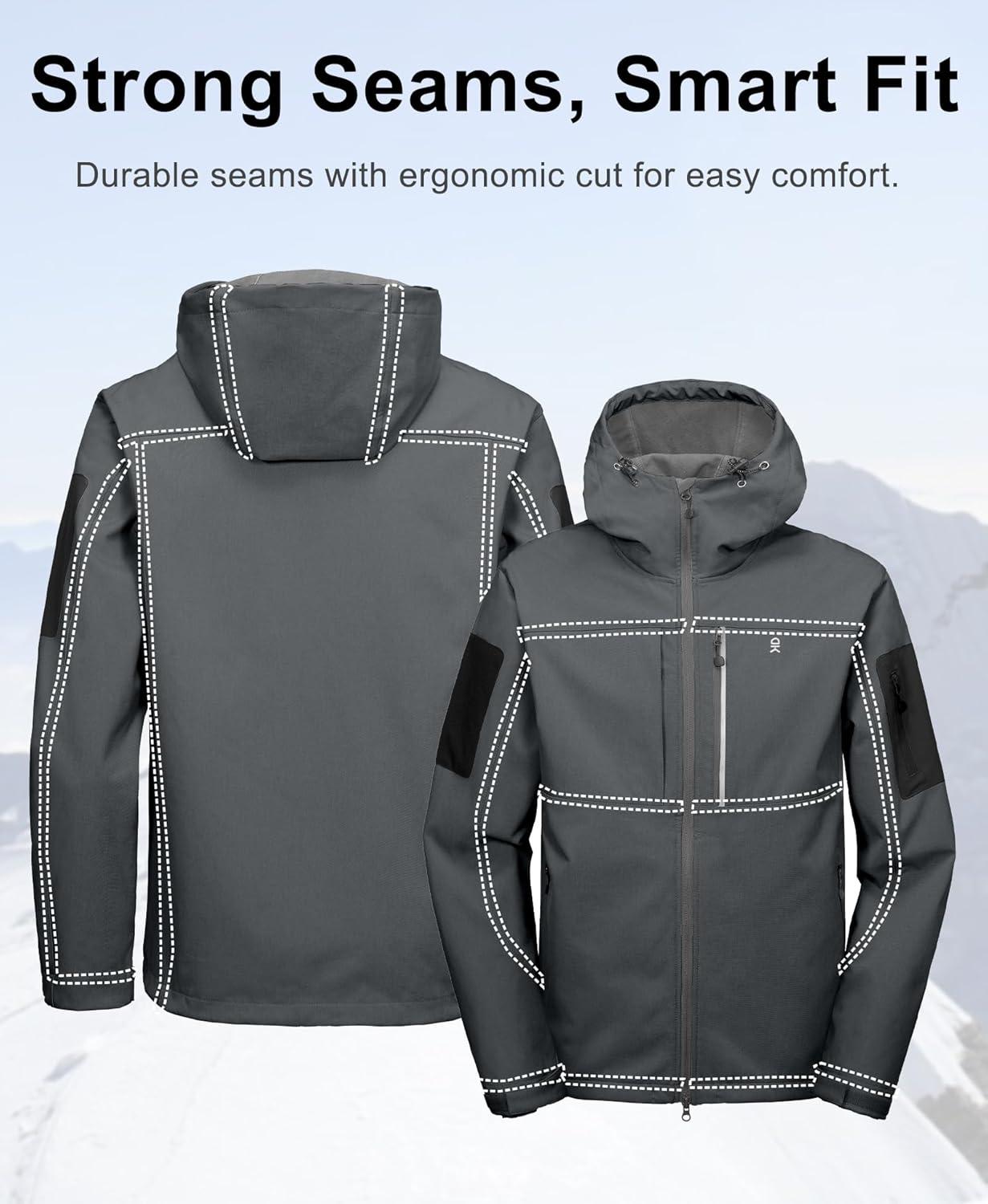 imageLittle Donkey Andy Mens Softshell Jacket with Hood Windbreaker Fleece Lined Waterproof Jackets 7 Pockets for Tactical HikingCharcoal Heather