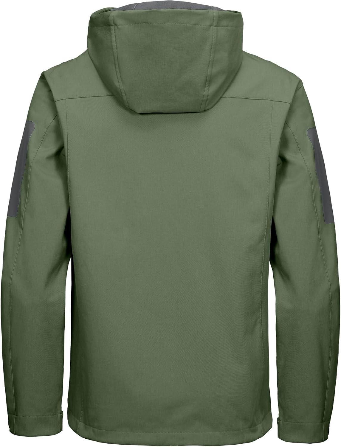 imageLittle Donkey Andy Mens Softshell Jacket with Hood Windbreaker Fleece Lined Waterproof Jackets 7 Pockets for Tactical HikingDark Green