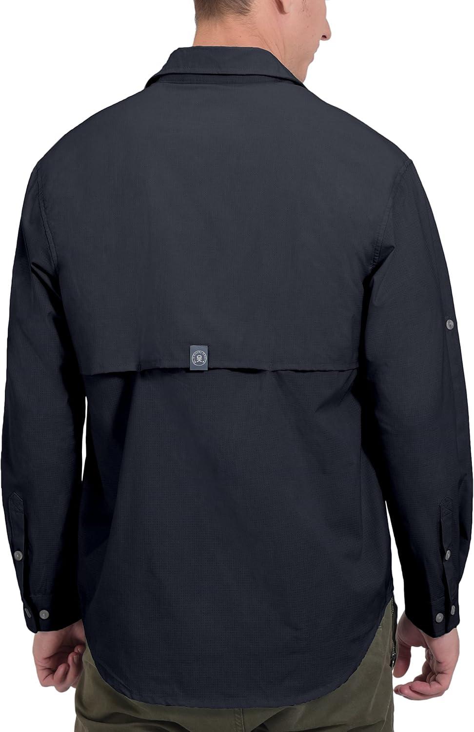 imageLittle Donkey Andy Mens UPF 50 UV Protection Shirt Breathable Long Sleeve Fishing Hiking Shirt AirHoles TechBlack Heather
