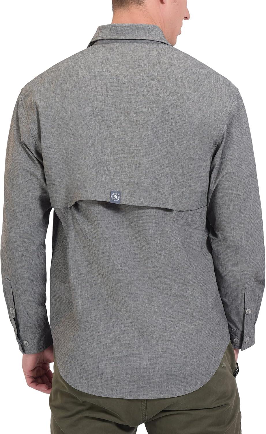 imageLittle Donkey Andy Mens UPF 50 UV Protection Shirt Breathable Long Sleeve Fishing Hiking Shirt AirHoles TechCarbon Heather