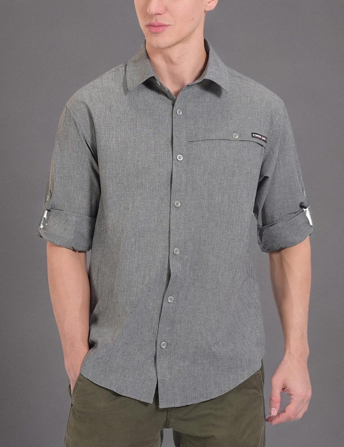imageLittle Donkey Andy Mens UPF 50 UV Protection Shirt Breathable Long Sleeve Fishing Hiking Shirt AirHoles TechCarbon Heather