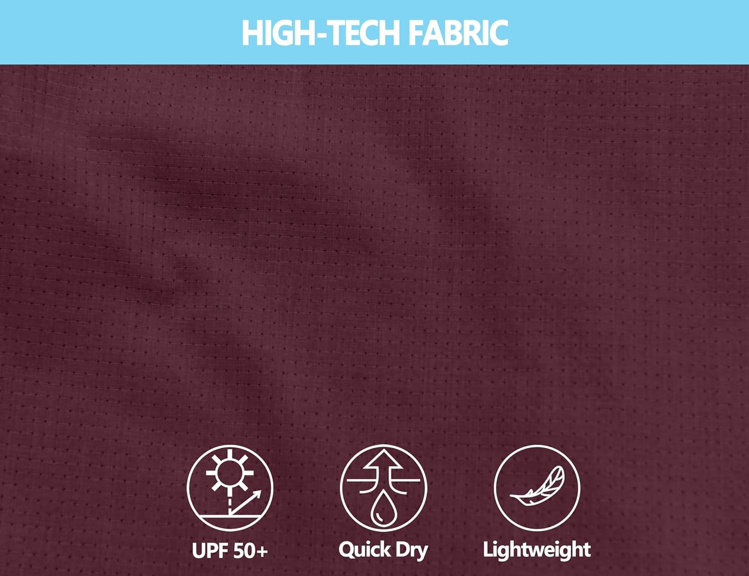 imageLittle Donkey Andy Mens UPF 50 UV Protection Shirt Breathable Long Sleeve Fishing Hiking Shirt AirHoles TechDark Red Heather