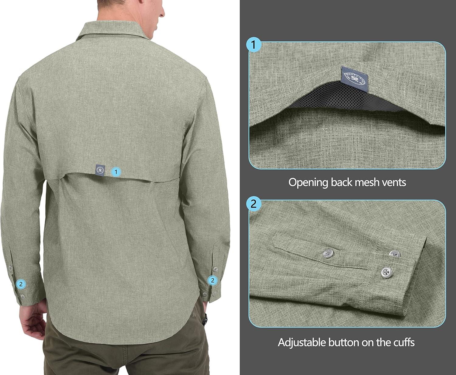 imageLittle Donkey Andy Mens UPF 50 UV Protection Shirt Breathable Long Sleeve Fishing Hiking Shirt AirHoles TechLaurel Oak