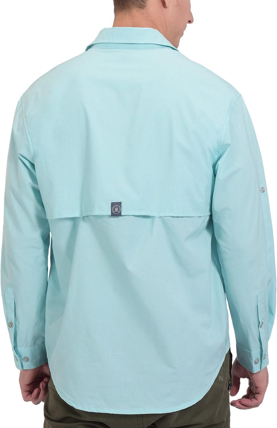imageLittle Donkey Andy Mens UPF 50 UV Protection Shirt Breathable Long Sleeve Fishing Hiking Shirt AirHoles TechLight Blue Heather