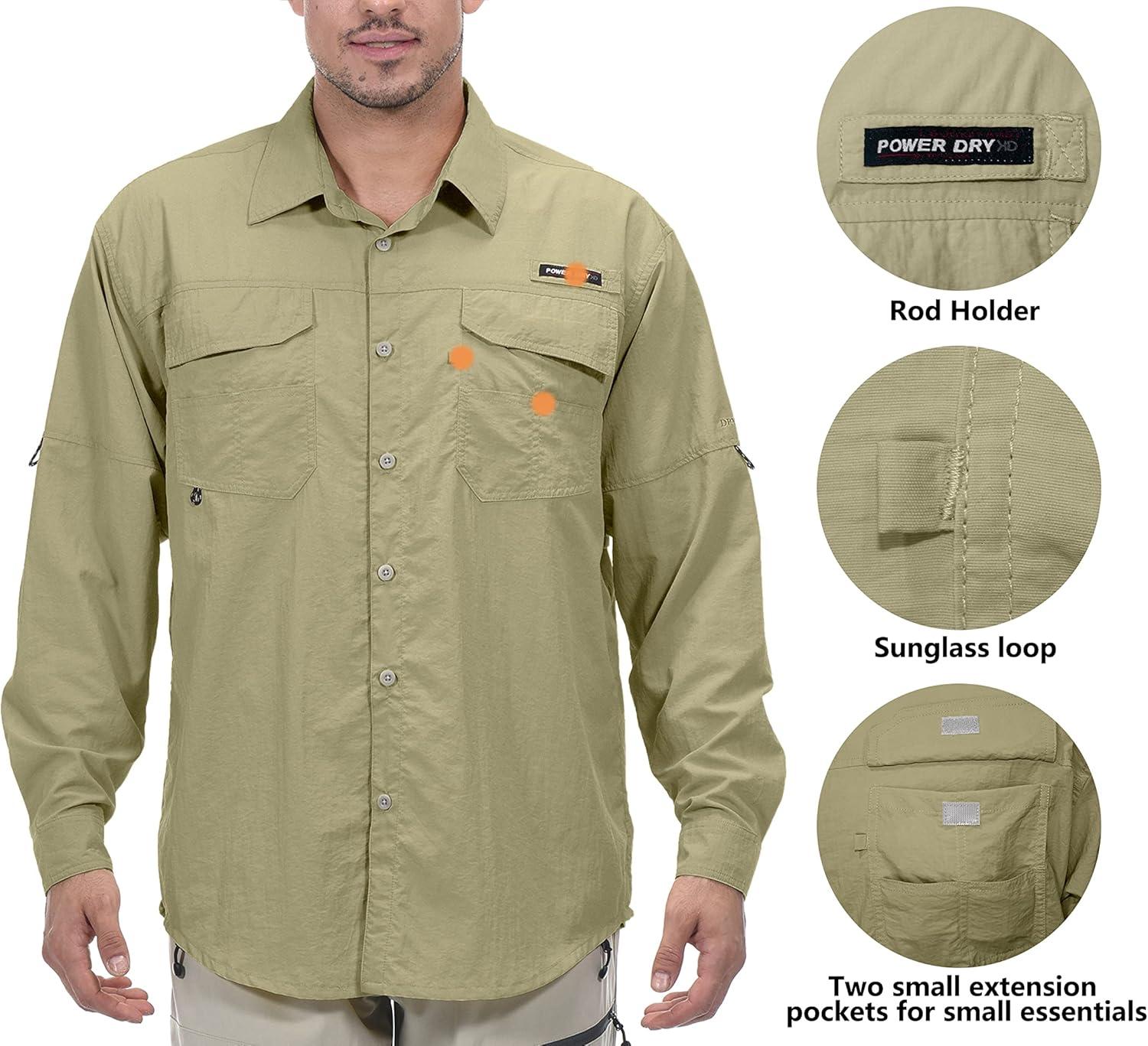 imageLittle Donkey Andy Mens UPF 50 UV Protection Shirt Long Sleeve Fishing Hiking ShirtBeige