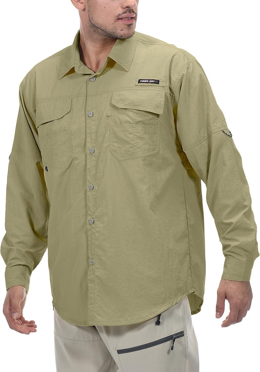 imageLittle Donkey Andy Mens UPF 50 UV Protection Shirt Long Sleeve Fishing Hiking ShirtBeige