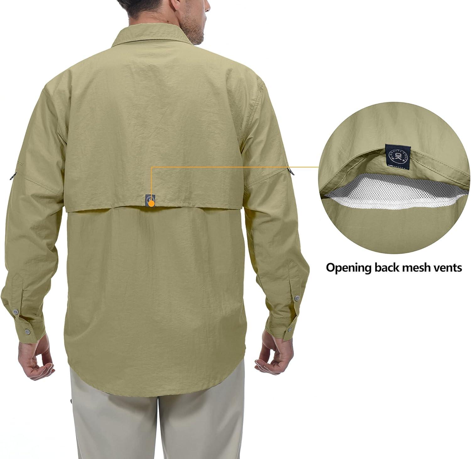 imageLittle Donkey Andy Mens UPF 50 UV Protection Shirt Long Sleeve Fishing Hiking ShirtBeige