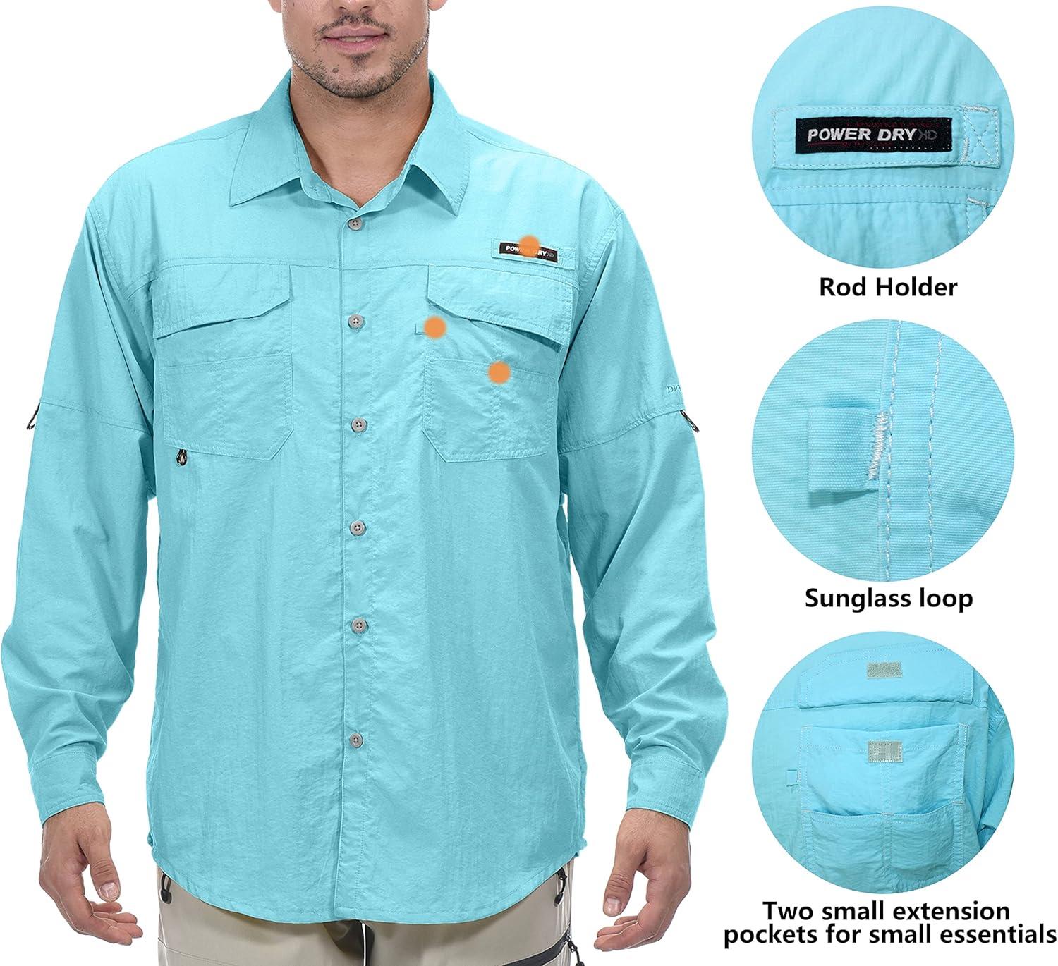 imageLittle Donkey Andy Mens UPF 50 UV Protection Shirt Long Sleeve Fishing Hiking ShirtBlue