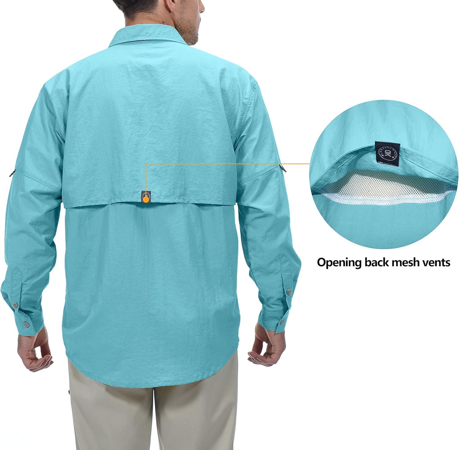 imageLittle Donkey Andy Mens UPF 50 UV Protection Shirt Long Sleeve Fishing Hiking ShirtBlue