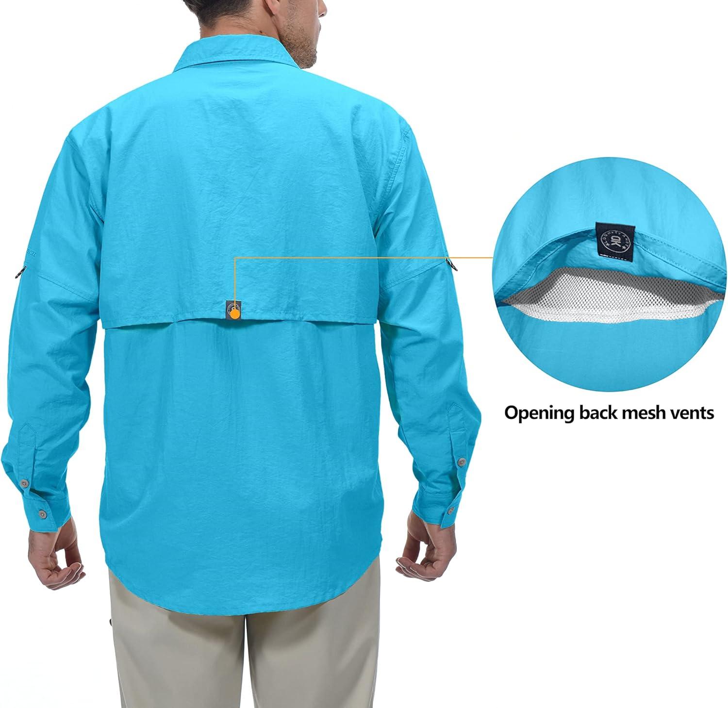 imageLittle Donkey Andy Mens UPF 50 UV Protection Shirt Long Sleeve Fishing Hiking ShirtSea Blue