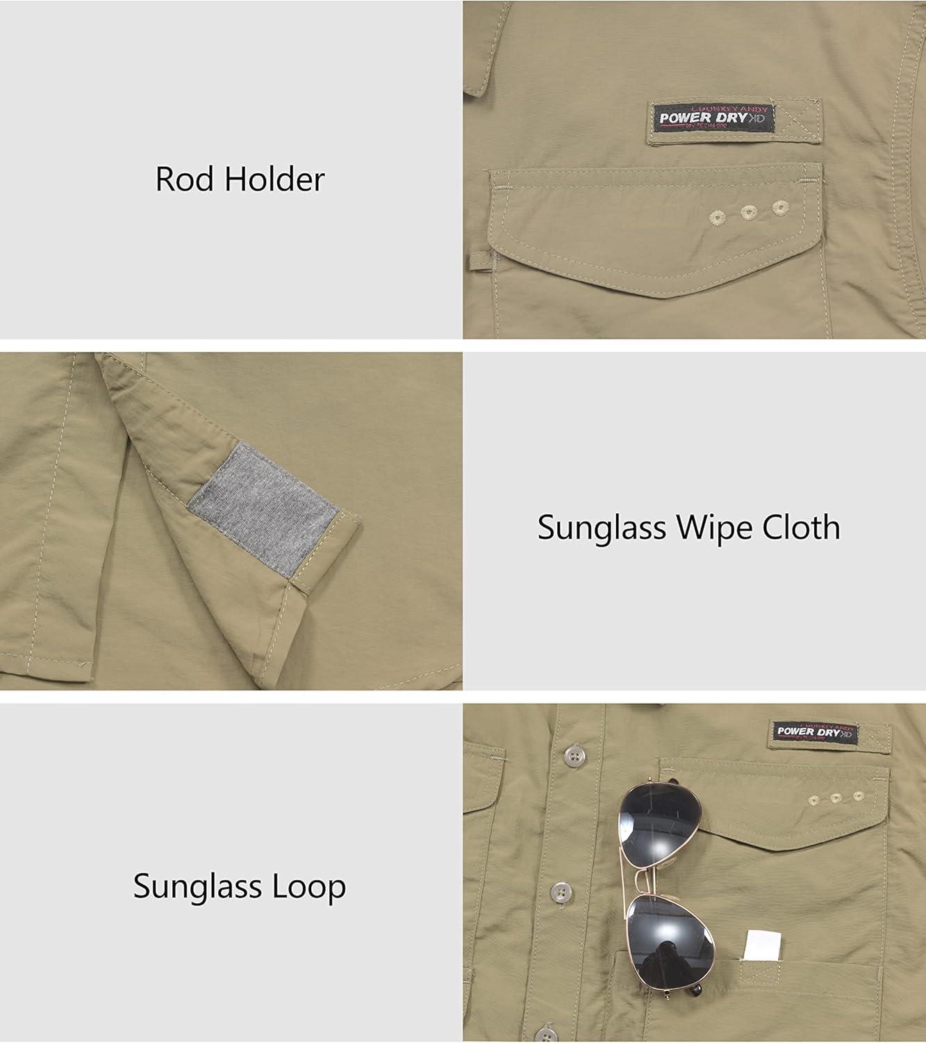 imageLittle Donkey Andy Mens UPF 50 UV Protection Shirt Long Sleeve Fishing Hiking ShirtTaupemultiple Pockets