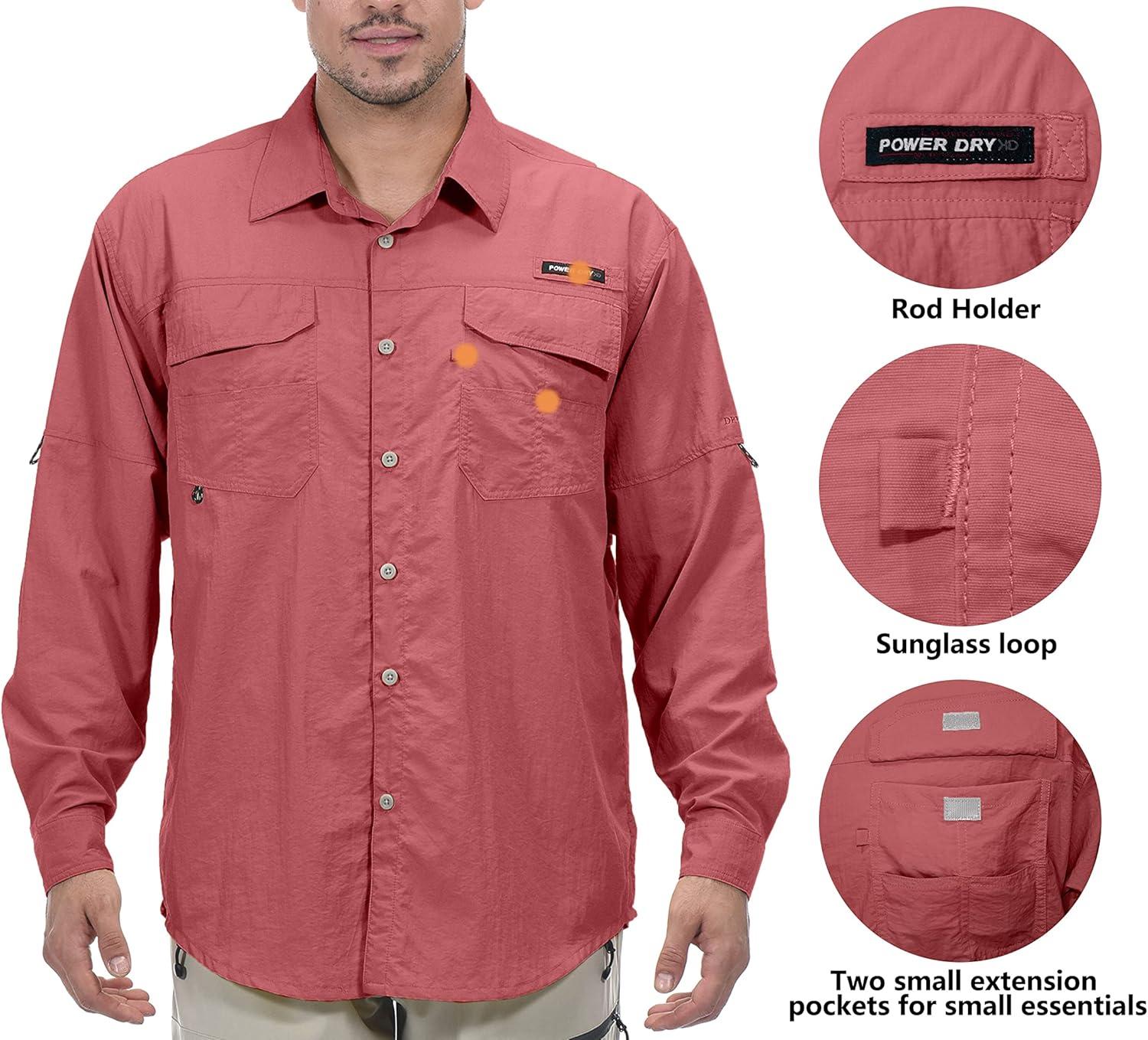 imageLittle Donkey Andy Mens UPF 50 UV Protection Shirt Long Sleeve Fishing Hiking ShirtWatermelon