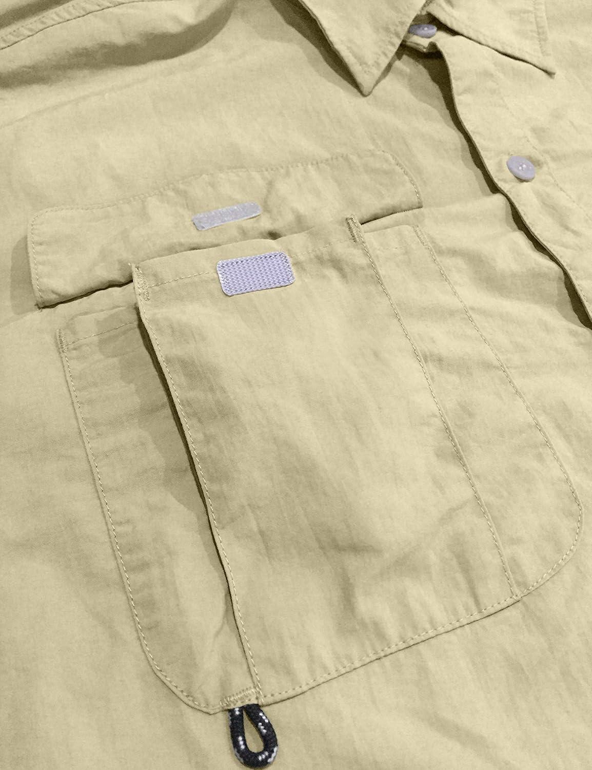 imageLittle Donkey Andy Mens UPF 50 UV Protection Shirt Short Sleeve Fishing Shirt Breathable and Fast DryBeige