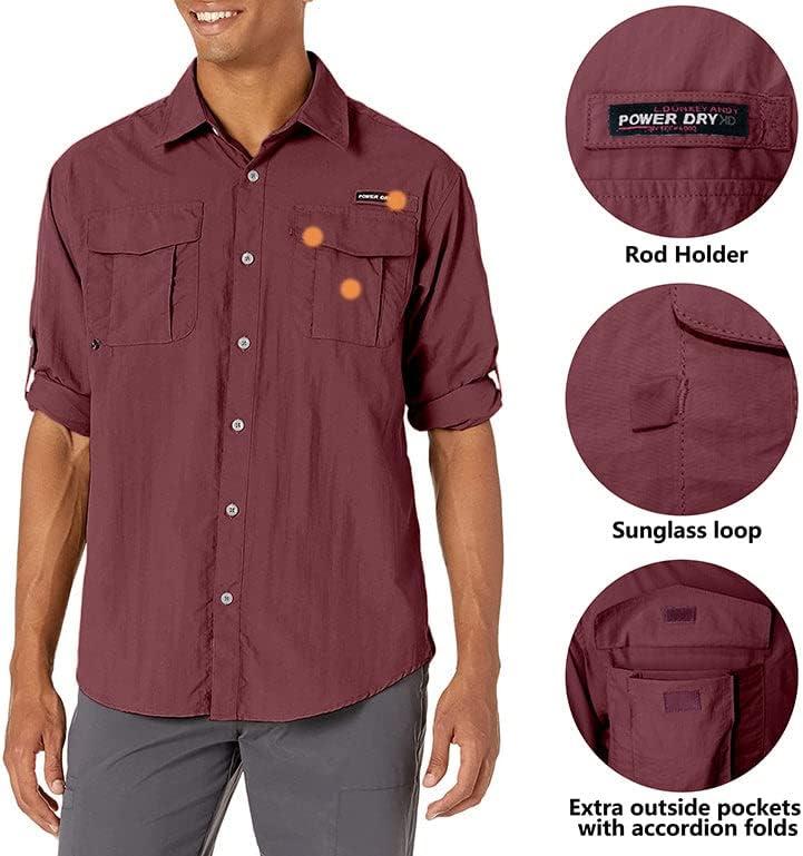 imageLittle Donkey Andy Mens UPF 50 UV Protection Shirt Short Sleeve Fishing Shirt Breathable and Fast DryDark Red