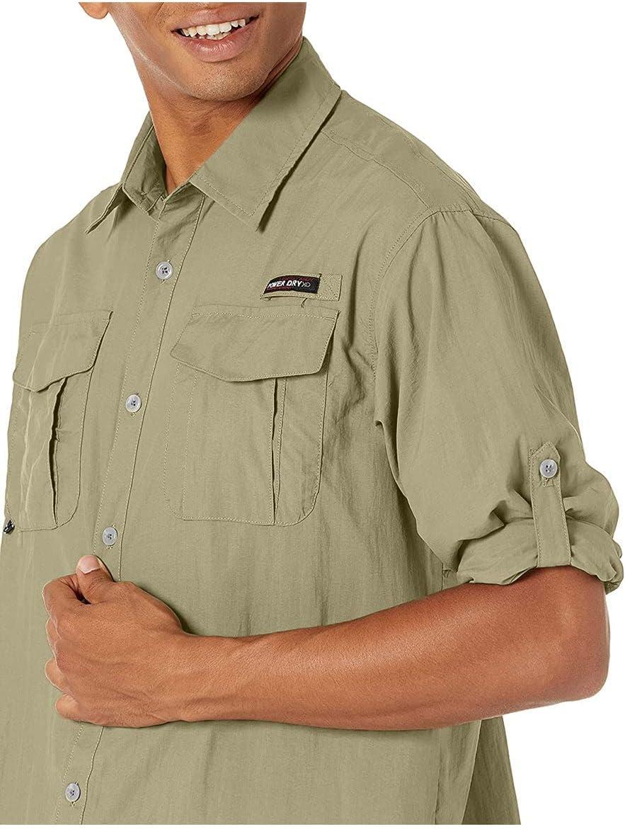 imageLittle Donkey Andy Mens UPF 50 UV Protection Shirt Short Sleeve Fishing Shirt Breathable and Fast DryPale Khaki