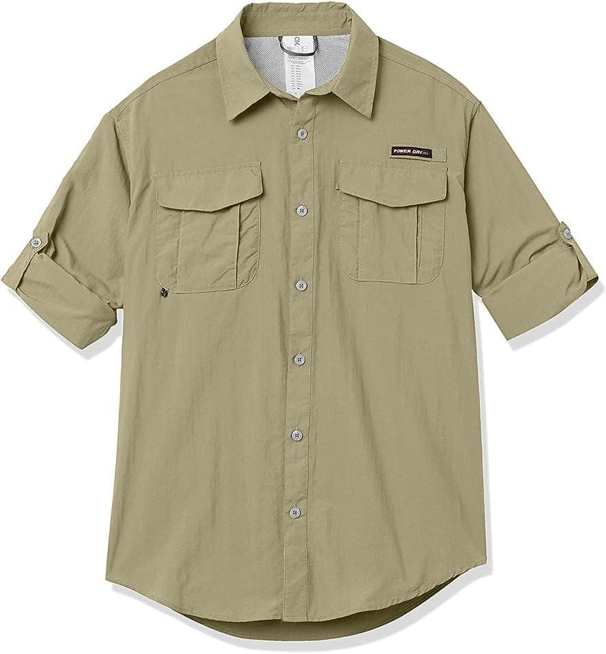 imageLittle Donkey Andy Mens UPF 50 UV Protection Shirt Short Sleeve Fishing Shirt Breathable and Fast DryPale Khaki