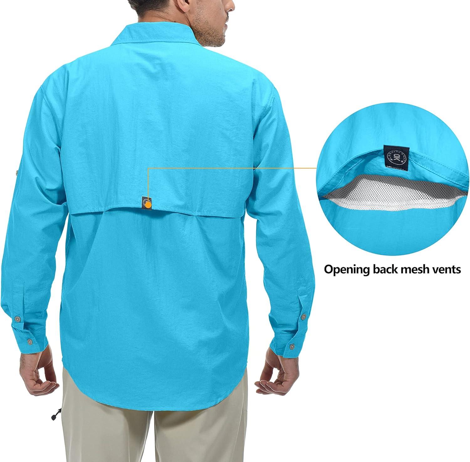 imageLittle Donkey Andy Mens UPF 50 UV Protection Shirt Short Sleeve Fishing Shirt Breathable and Fast DrySea Blue