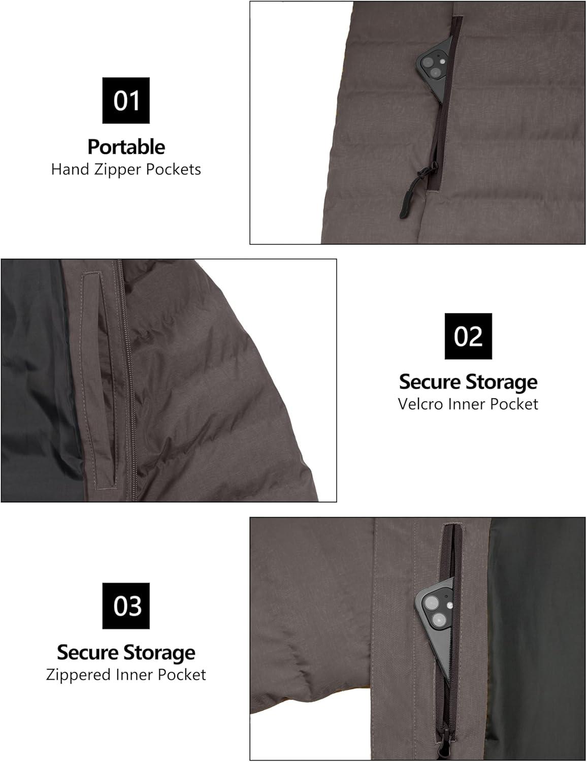 imageLittle Donkey Andy Mens Warm Waterproof Puffer Jacket Hooded Windproof Winter Coat with Recycled InsulationCoffee Heather