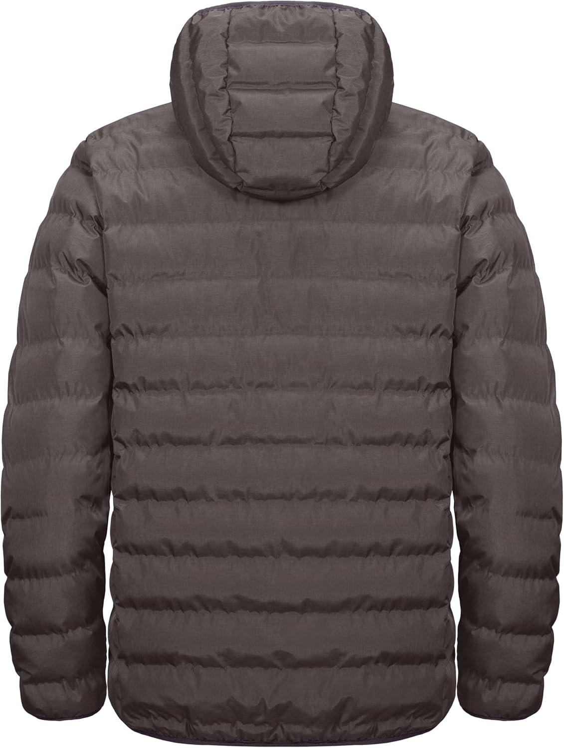 imageLittle Donkey Andy Mens Warm Waterproof Puffer Jacket Hooded Windproof Winter Coat with Recycled InsulationCoffee Heather