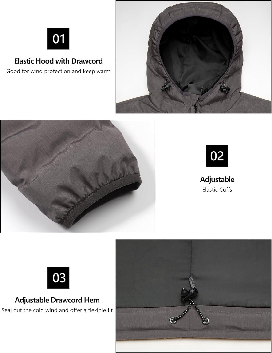 imageLittle Donkey Andy Mens Warm Waterproof Puffer Jacket Hooded Windproof Winter Coat with Recycled InsulationCoffee Heather