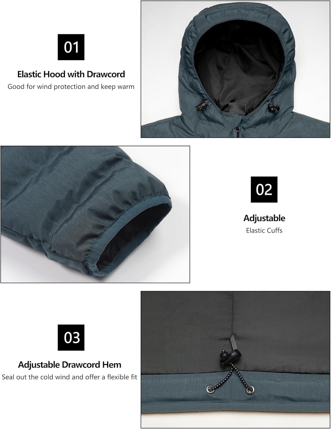 imageLittle Donkey Andy Mens Warm Waterproof Puffer Jacket Hooded Windproof Winter Coat with Recycled InsulationDark Blue Heather