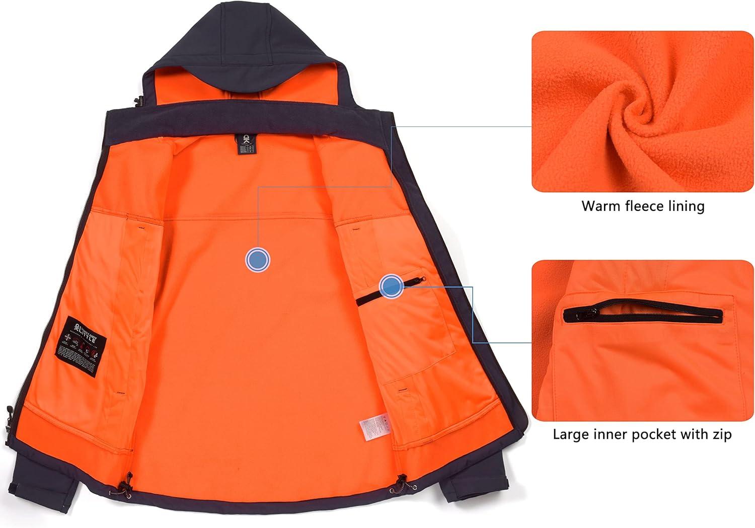 imageLittle Donkey Andy Mens Waterproof Softshell Jacket with Detachable Sleeves and Hood Fleece Mountain Ski Snow Rain CoatDark Bluea1