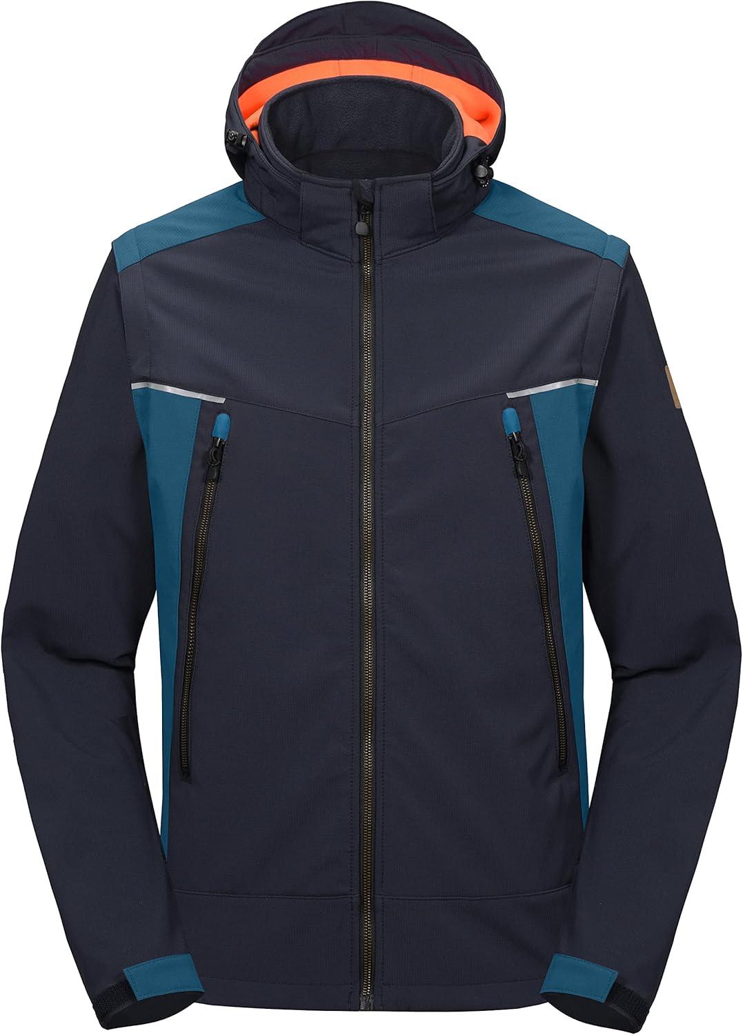 imageLittle Donkey Andy Mens Waterproof Softshell Jacket with Detachable Sleeves and Hood Fleece Mountain Ski Snow Rain CoatDark Bluea3