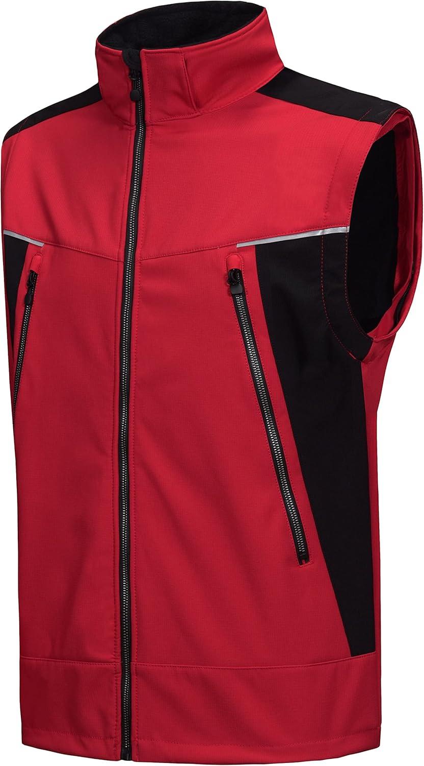 imageLittle Donkey Andy Mens Waterproof Softshell Jacket with Detachable Sleeves and Hood Fleece Mountain Ski Snow Rain CoatRed