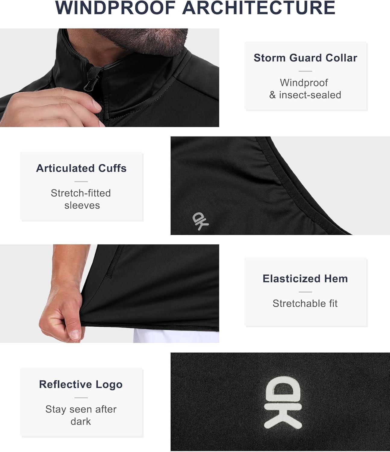 imageLittle Donkey Andy Mens Waterresistant Outerwear Vests Stretch Windproof Vest for Cycling Running GolfBasic Black