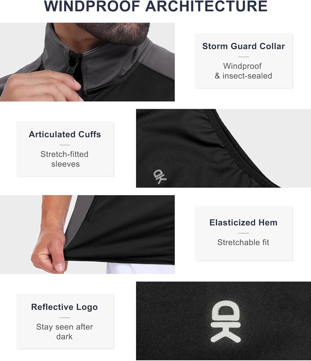 imageLittle Donkey Andy Mens Waterresistant Outerwear Vests Stretch Windproof Vest for Cycling Running GolfBasic Black Gray
