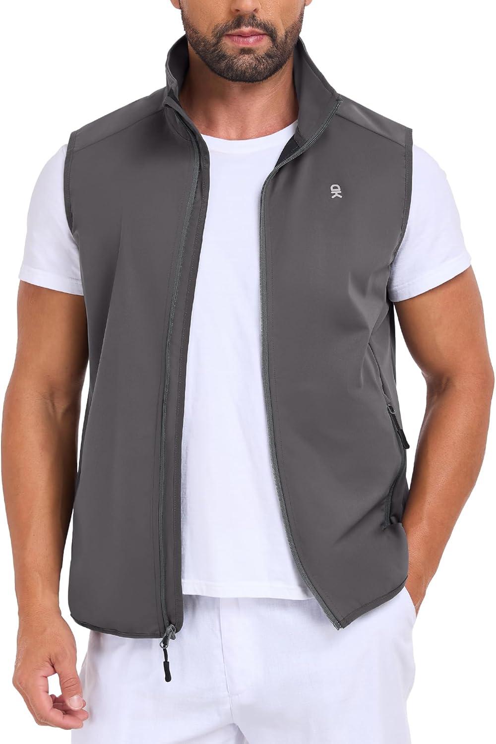 imageLittle Donkey Andy Mens Waterresistant Outerwear Vests Stretch Windproof Vest for Cycling Running GolfBasic Gray