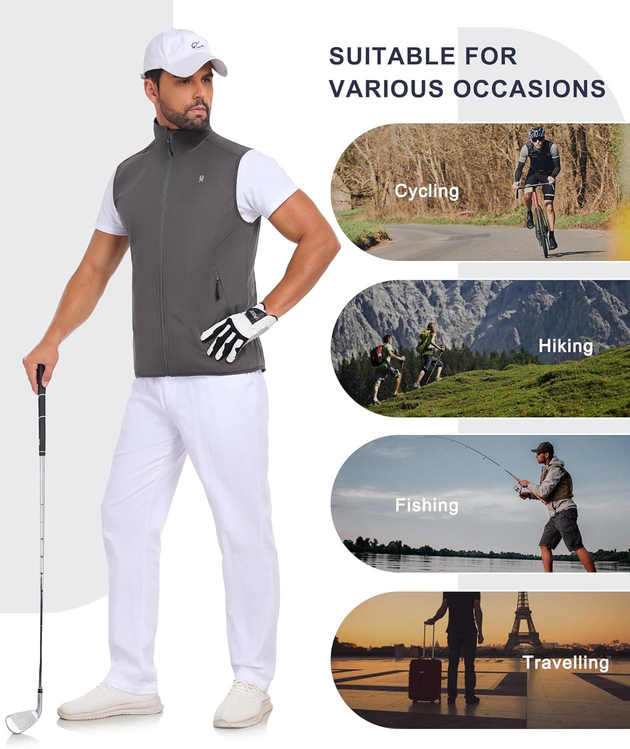 imageLittle Donkey Andy Mens Waterresistant Outerwear Vests Stretch Windproof Vest for Cycling Running GolfBasic Gray