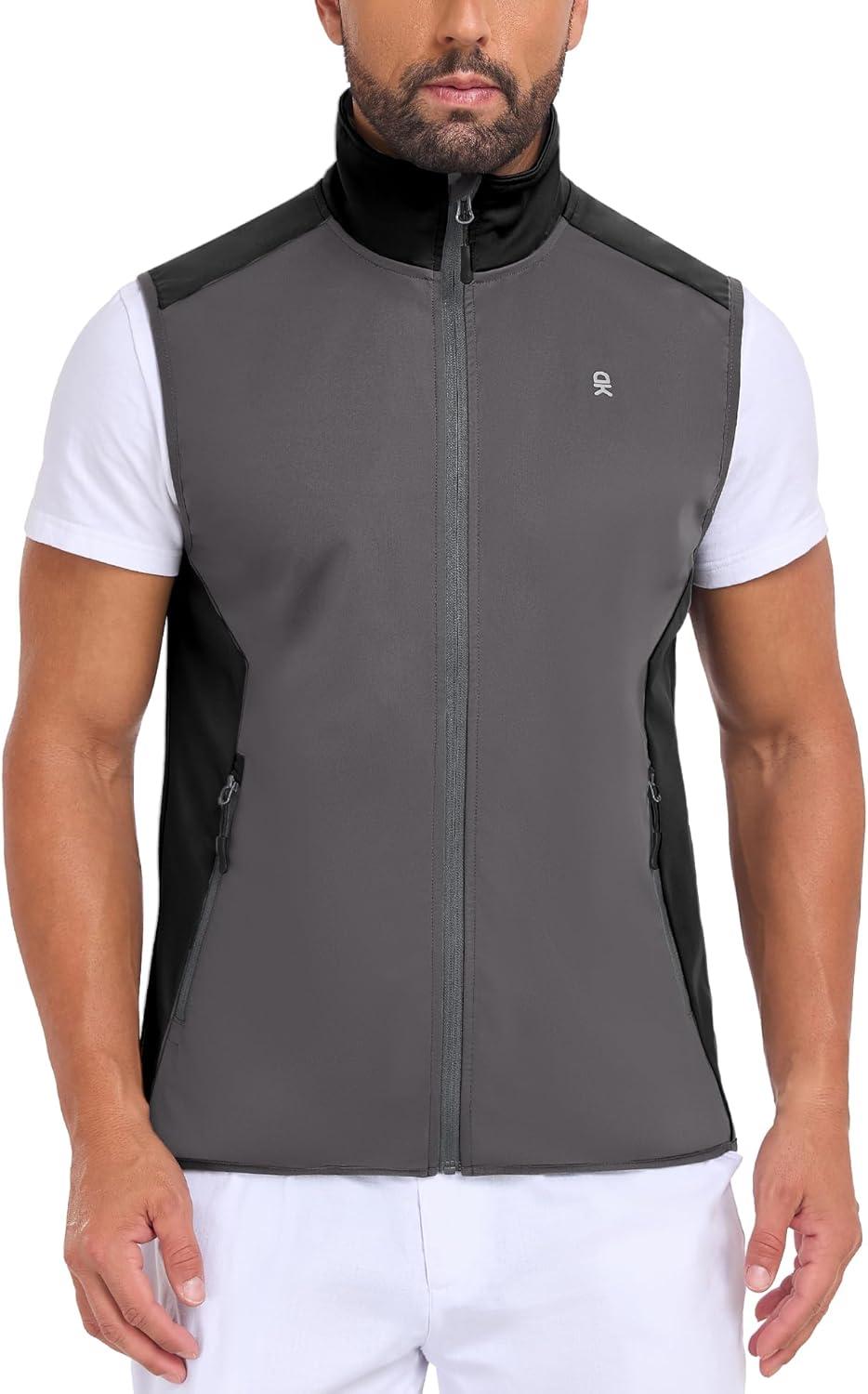 imageLittle Donkey Andy Mens Waterresistant Outerwear Vests Stretch Windproof Vest for Cycling Running GolfBasic Gray Black