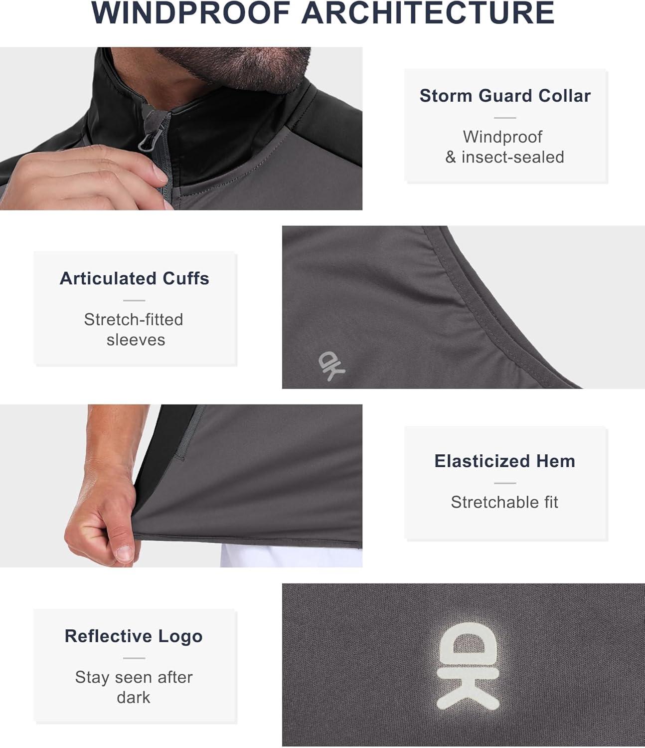 imageLittle Donkey Andy Mens Waterresistant Outerwear Vests Stretch Windproof Vest for Cycling Running GolfBasic Gray Black