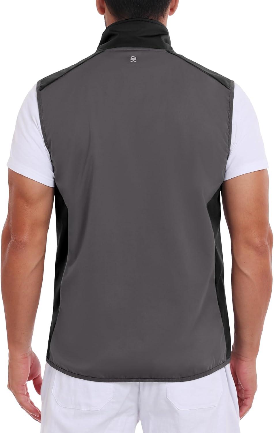 imageLittle Donkey Andy Mens Waterresistant Outerwear Vests Stretch Windproof Vest for Cycling Running GolfBasic Gray Black