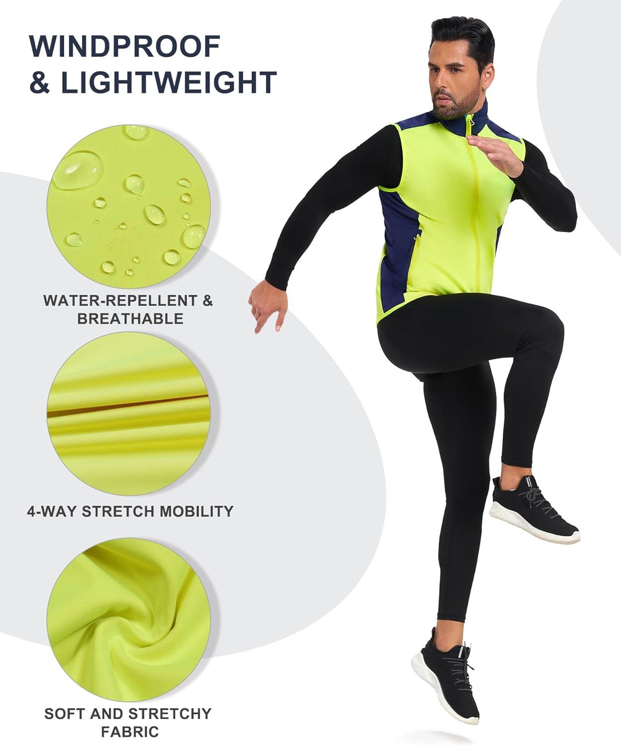 imageLittle Donkey Andy Mens Waterresistant Outerwear Vests Stretch Windproof Vest for Cycling Running GolfBasic Yellow