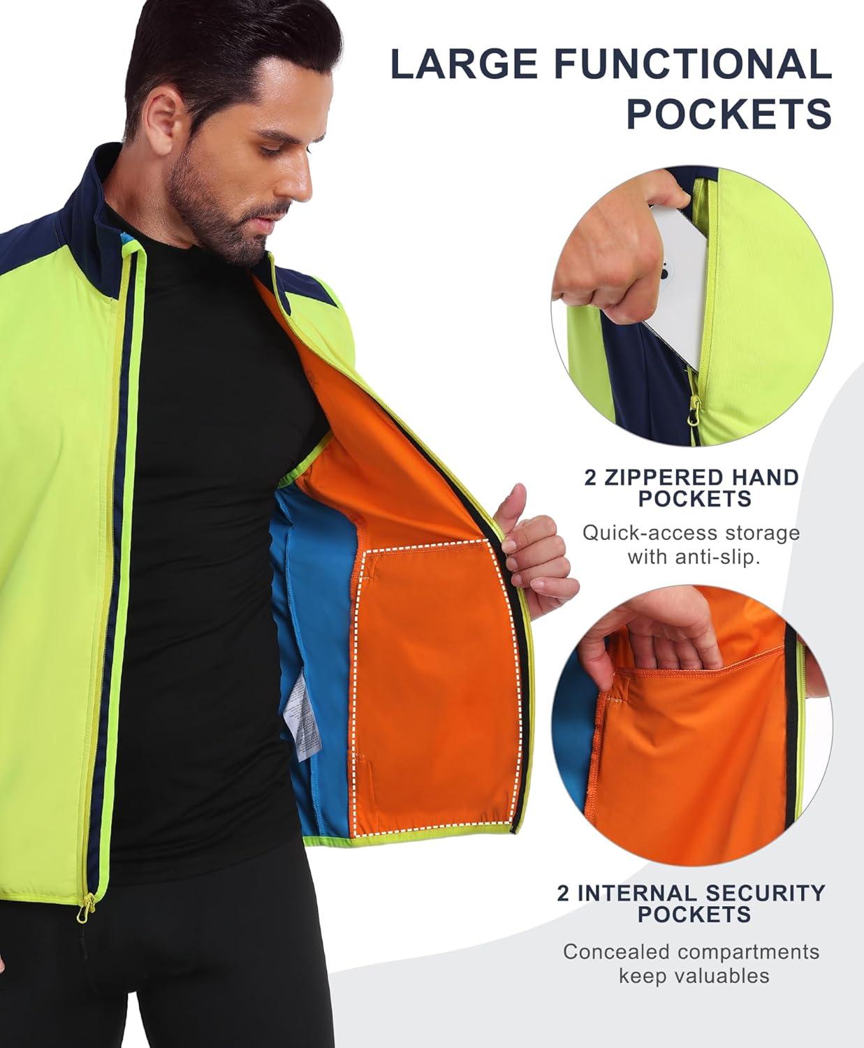 imageLittle Donkey Andy Mens Waterresistant Outerwear Vests Stretch Windproof Vest for Cycling Running GolfBasic Yellow