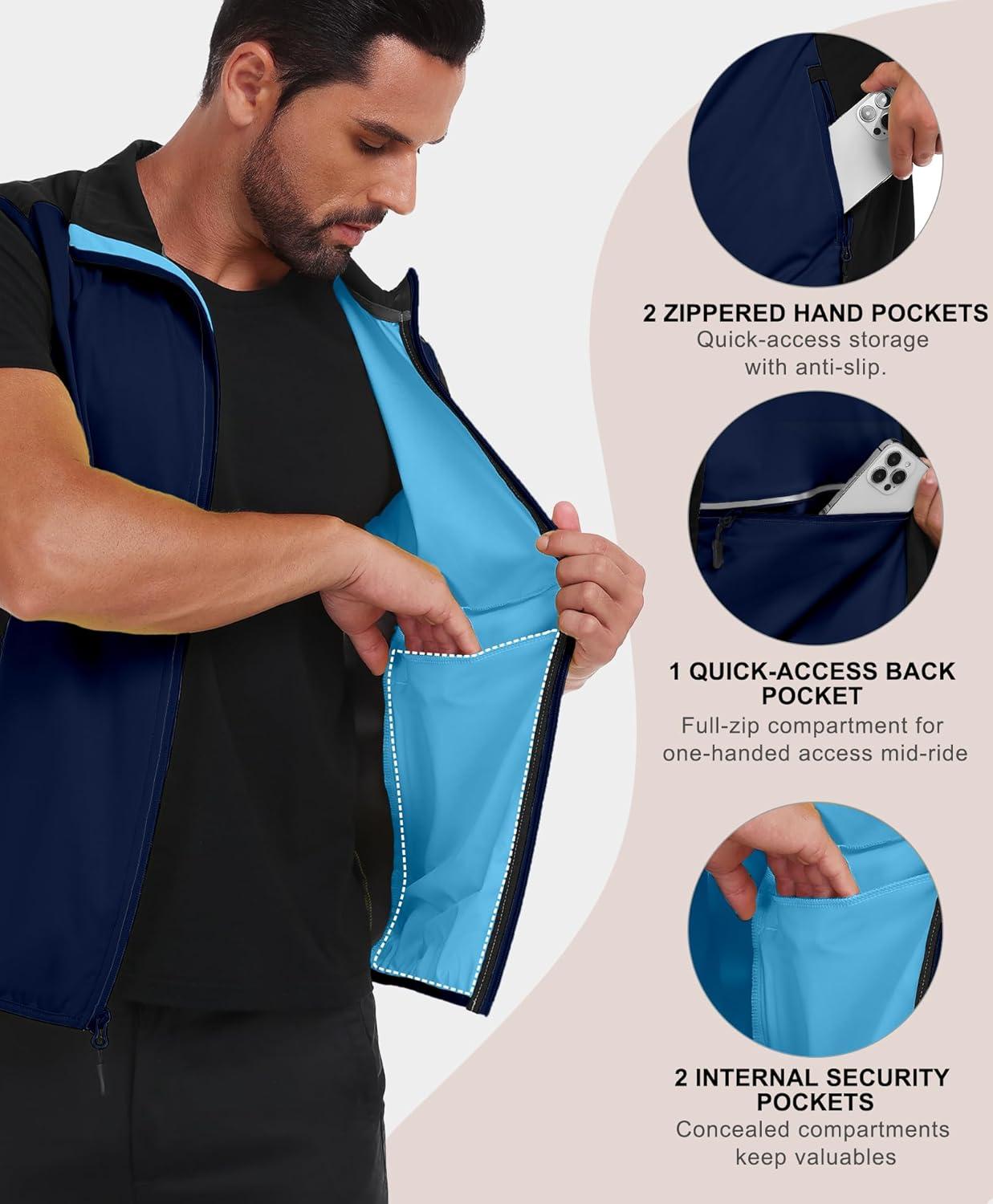 imageLittle Donkey Andy Mens Waterresistant Outerwear Vests Stretch Windproof Vest for Cycling Running GolfBlue