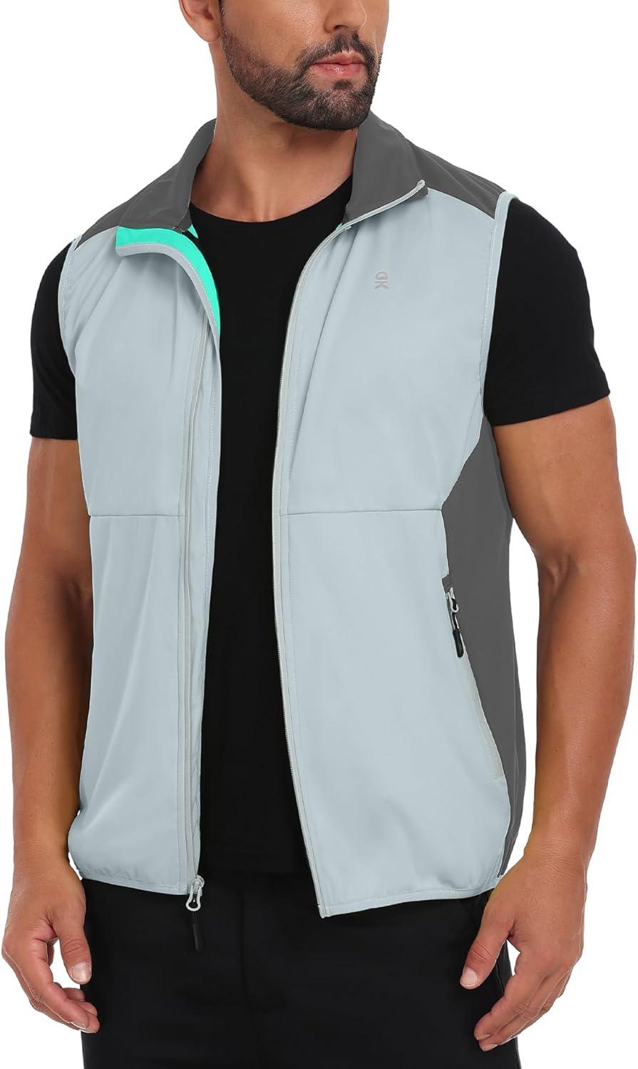 imageLittle Donkey Andy Mens Waterresistant Outerwear Vests Stretch Windproof Vest for Cycling Running GolfReflective Light Grey