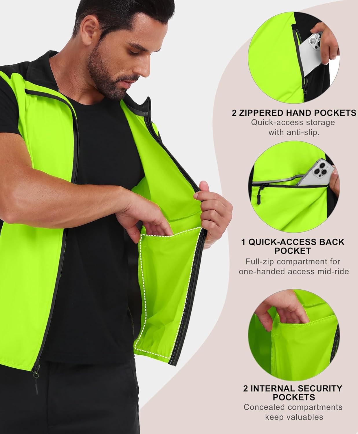 imageLittle Donkey Andy Mens Waterresistant Outerwear Vests Stretch Windproof Vest for Cycling Running GolfYellow