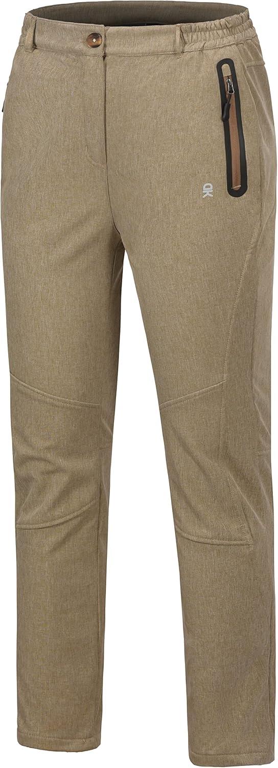 imageLittle Donkey Andy Softshell Fleece Lined Cargo Pants for Women Water Resistance Outdoor Hiking Tactical TrousersKhaki Heather
