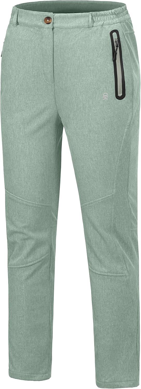 imageLittle Donkey Andy Softshell Fleece Lined Cargo Pants for Women Water Resistance Outdoor Hiking Tactical TrousersLight Green Heather